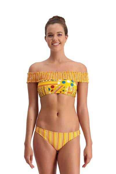 "DOT & STRIPE" OFF SHOULDER BIKINI TOP